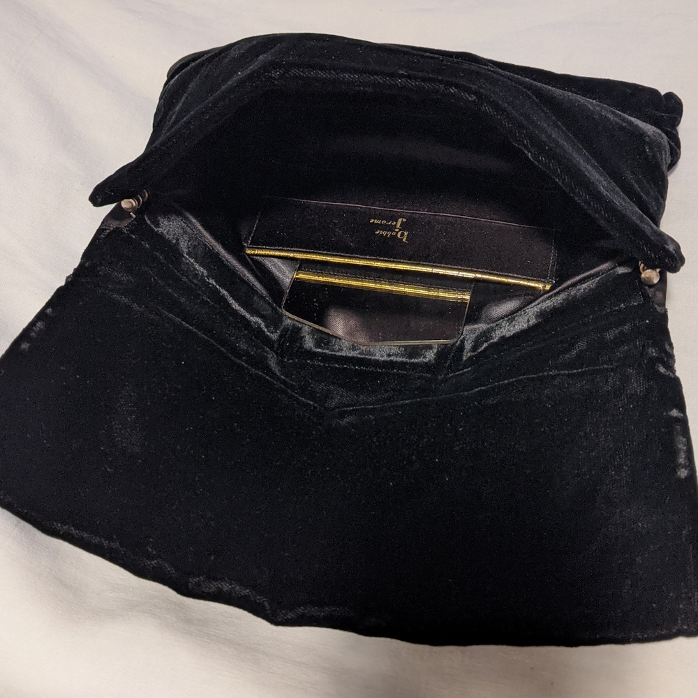 Black shiny velvet clutch